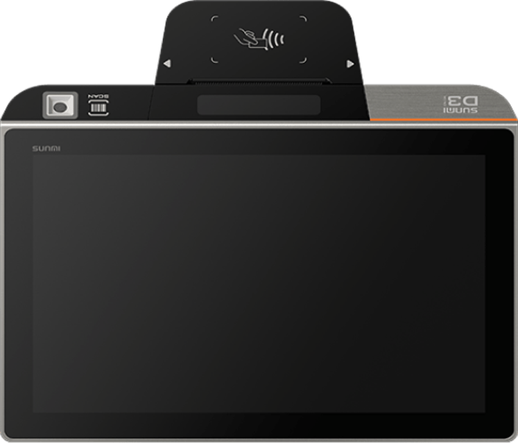 SUNMI D3 MINI compact desktop terminal with a built-in receipt printer