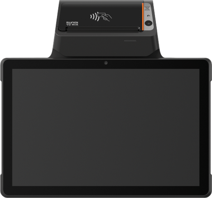 SUNMI V3 MIX handheld terminal seated in its cradle